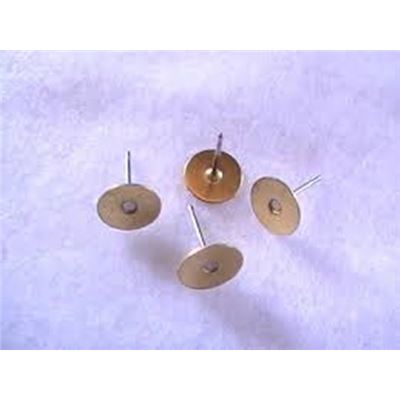 Earrings  Pad Stud (per pair) Surgical Steel /Brass 8mm ea