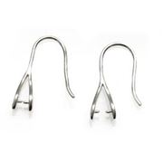 Earring Hook w/ Pinch Bail Silver 25x13mm per pair