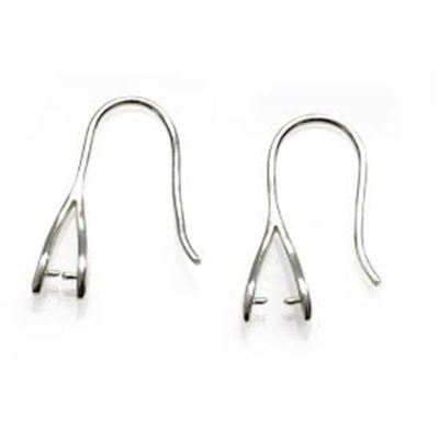 Earring Hook w/ Pinch Bail Silver 25x13mm per pair