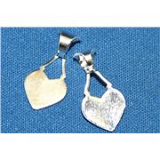 Glue On Bail Heart Shape Small Silver  ea