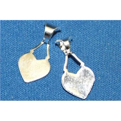 Glue On Bail Heart Shape Small Silver  ea