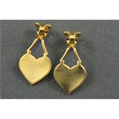 Glue On Bail Heart Shape Gold  ea