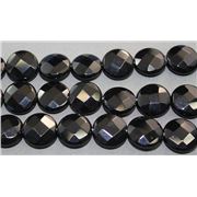 Semi Precious Black Onyx Faceted Disc 15mm