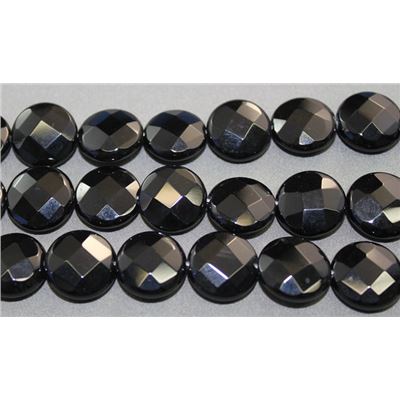 Semi Precious Black Onyx Faceted Disc 15mm