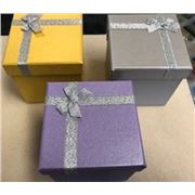 Gift Box with bow 9.5x9.5x10cm Assorted Colours   ea