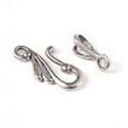  Leaf and Hook Clasp Antique Silver  ea