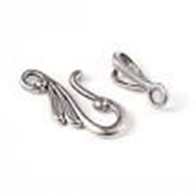  Leaf and Hook Clasp Antique Silver  ea