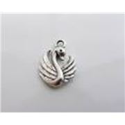 Charm Swan Antique Silver 17x13 mm each
