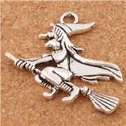 Charm Witch Antique Silver 30x37mm each