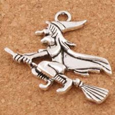 Charm Witch Antique Silver 30x37mm each