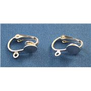 Earrings  Clip On Pad w drop 8mm (per pair) Silver  ea
