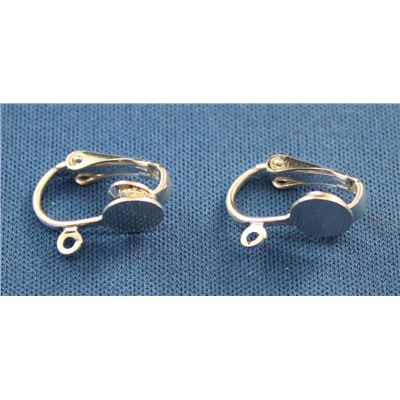 Earrings  Clip On Pad w drop 8mm (per pair) Silver  ea