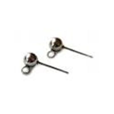 Earrings  Ball Stud with Bail (per pair) Nickel 5mm ea