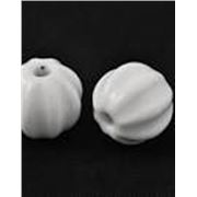 Handmade Porcelain Beads Pumpkin White 13x12mm each 