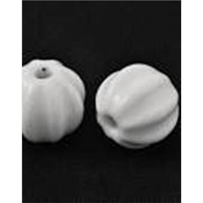 Handmade Porcelain Beads Pumpkin White 13x12mm each 
