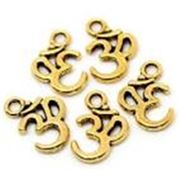 Charm Ohm/Aum Antique Brass; Lead and Nickel Free 18x13mm ea