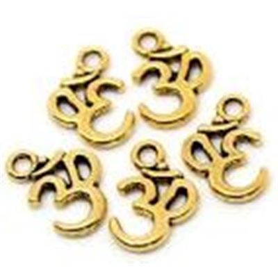 Charm Ohm/Aum Antique Brass; Lead and Nickel Free 18x13mm ea