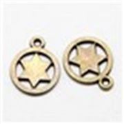 Charm Tibetan Style Star of David Flat Round Antique Brass; Nickel, Lead and Cadmium Free 18x14mm ea