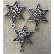 Charm Star of David Antique Silver - Nickel, Lead and Cadmium Free 23x18mm ea