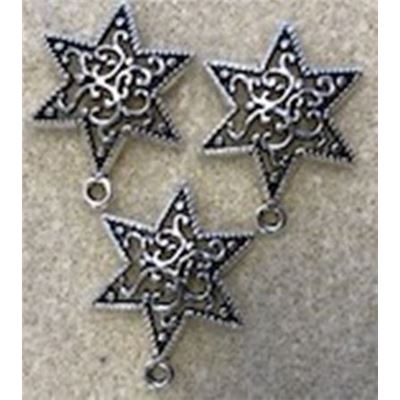 Charm Star of David Antique Silver - Nickel, Lead and Cadmium Free 23x18mm ea