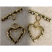 Clasp - Toggle Tibetan Style Gold Heart 26x31mm ea