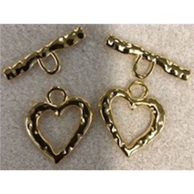 Clasp - Toggle Tibetan Style Gold Heart 26x31mm ea