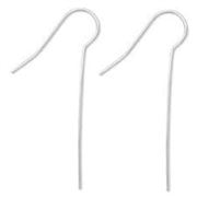 Earrings Hook with Long Shank (per pair) 35mm Silver  ea