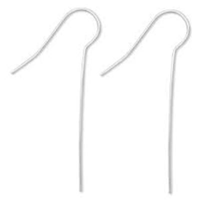 Earrings Hook with Long Shank (per pair) 35mm Silver  ea