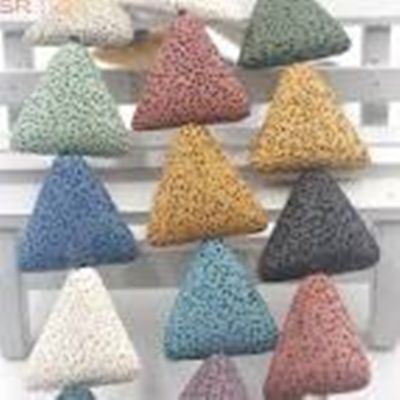 Semi Precious  Lava Rock Triangle 27mm Assorted Colours ea