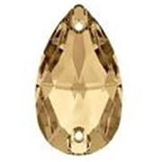 Swarovski Crystal 3230 Sew-on Tear drop, point, 2 hole Golden Shadow 18x10.5mm 