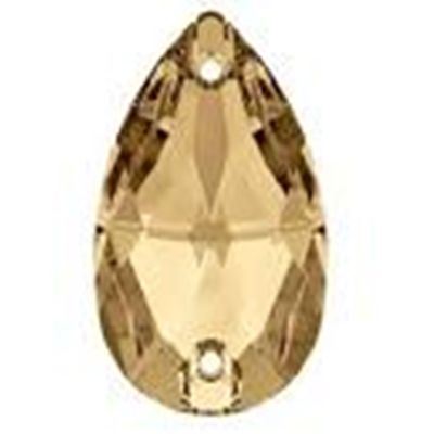 Swarovski Crystal 3230 Sew-on Tear drop, point, 2 hole Golden Shadow 18x10.5mm 