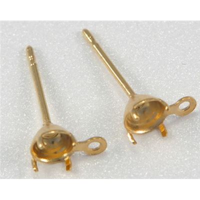 Earring Diamonte Claw Stud Gold PP24 per pair
