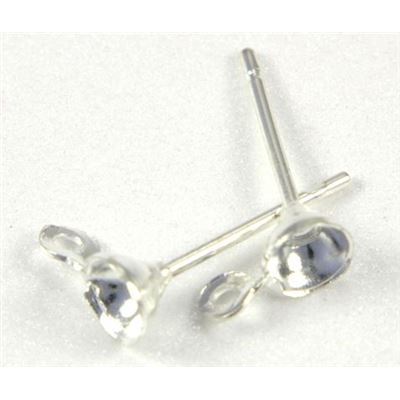 Earring Diamonte Claw Stud Silver PP24 per pair