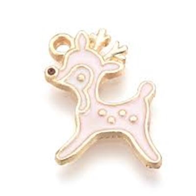 Charm Gold Silka Reindeer Misty Rose 19mm  ea.