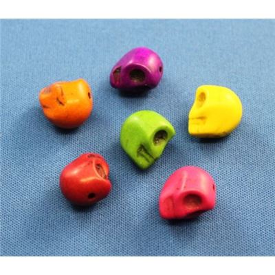 Semi Precious Synthetic Turquoise Multi Coloured Skulls 18mm ea