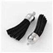 Tassel Suede -Black w/  Silver Caps 38mm