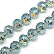 Electroplated Glass Faceted Beads Pale Turquoise AB  14mm ea