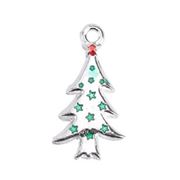 Christmas Tree with Red & Green Enamel Silver 26x14mm each