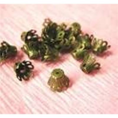 Bead Cap Tulip Antique Brass 9mm ea