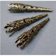 Bead Cap Large Filigree Cone Antique Brass 41x8mm ea