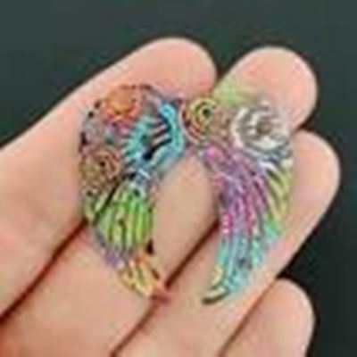 Angel Wings - Enamel Multicolour Filigree 40x40mm ea