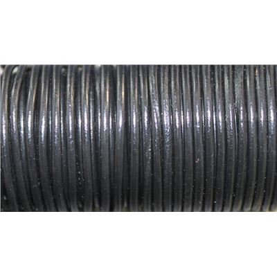 Indian Leather - Round - 1mm Black  1m per metre
