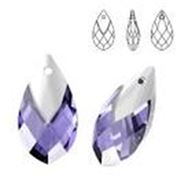 Swarovski Crystal 6565 Pear Shaped Pendant Lt Chrome Cap-Tanzanite 22mm 