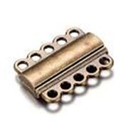 Clasp Magnetic 5 strand rectangle Antique Bronze 21x29x6mm each