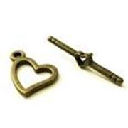 Clasp - Toggle Tibetan Style Heart Antique Brass 22x19mm ea