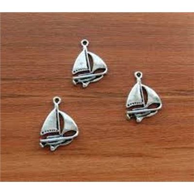 Charms Sail Boat Antique Silver 23mm each