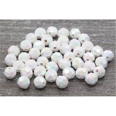 Plastic Hex White AB 8mm - Minimum 8g