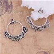 Connector Chandelier Round Antique Silver Filigree 25x24mm each