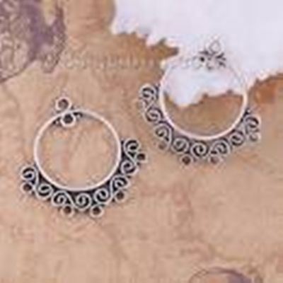 Connector Chandelier Round Antique Silver Filigree 25x24mm each