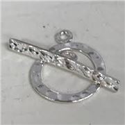 Clasp - Toggle Hammered Silver 19mm  ea